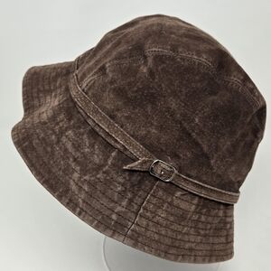 LOFT GENUINE LEATHER CHOCOLATE BROWN BUCKET HAT WOMEN OS BUCKLE DETAIL FALL CHIC